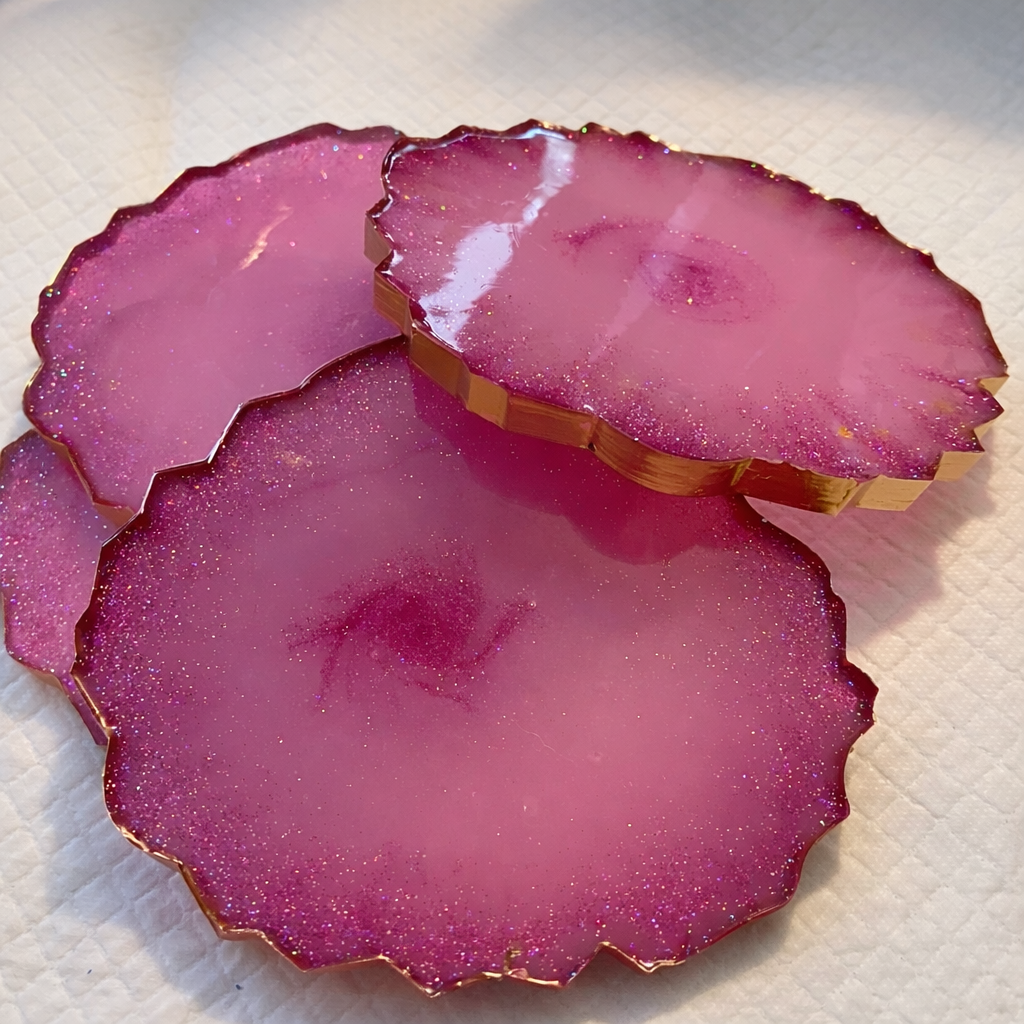 Pink Resin Coasters